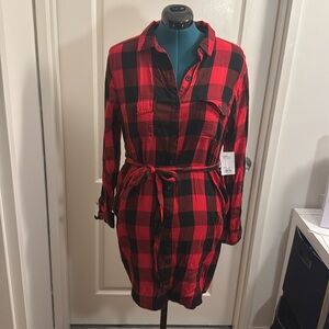 SO Plaid Button Up Flannel Mini Dress - Size XL - NWT